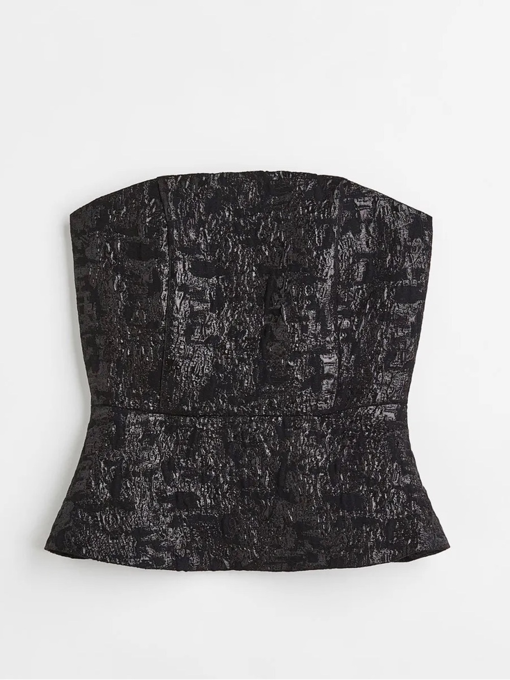 H&M edition Strapless Black shiny Peplum Bustier top